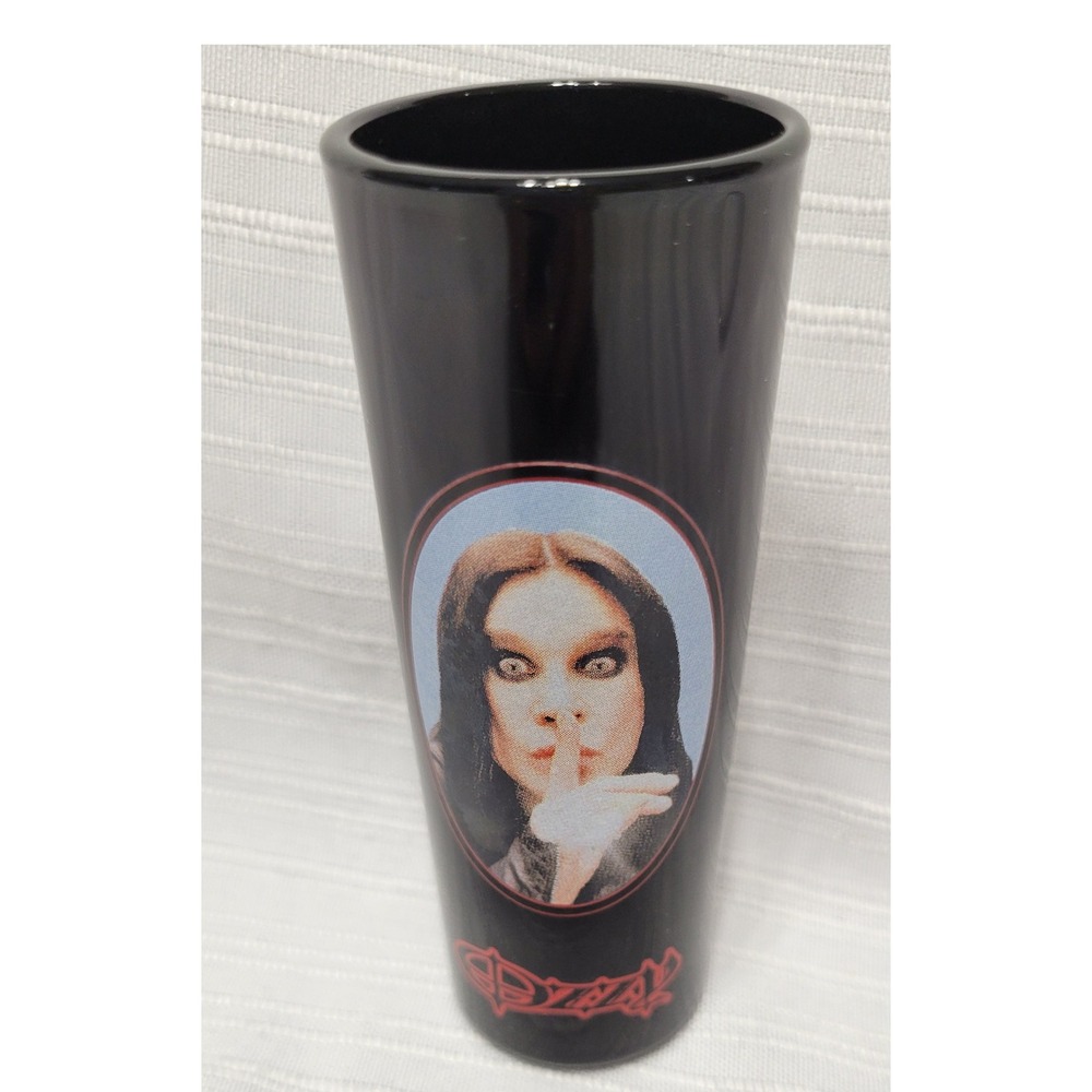Vintage Ozzy Osbourne 2002 Shhhhots Black Ceramic Tall Shot Glass Barware 4.25in
